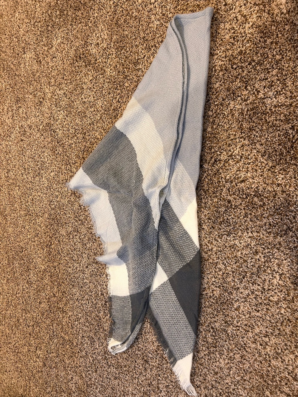 Striped Knit Scarf in Baby Blue Gray and White